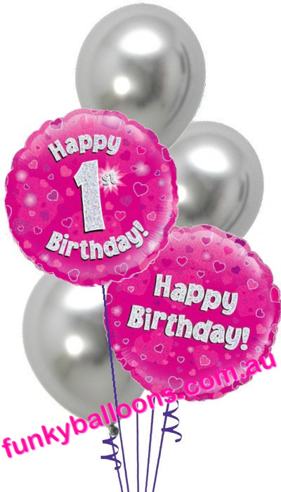 (image for) 1st Pink + Silver Birthday Bouquet
