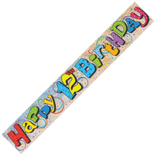 (image for) Happy 12th Birthday Foil Banner (3.65m) - Click Image to Close