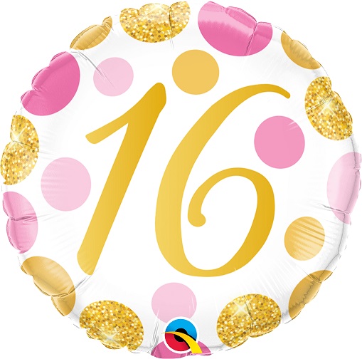 (image for) 16th Pink + Gold Dots Foil - Click Image to Close
