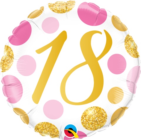 (image for) 18th Pink + Gold Dots Foil