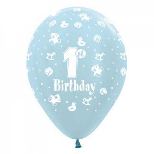 (image for) 1st Birthday Boy Latex Balloon (Float Time 3+ Days) - Click Image to Close