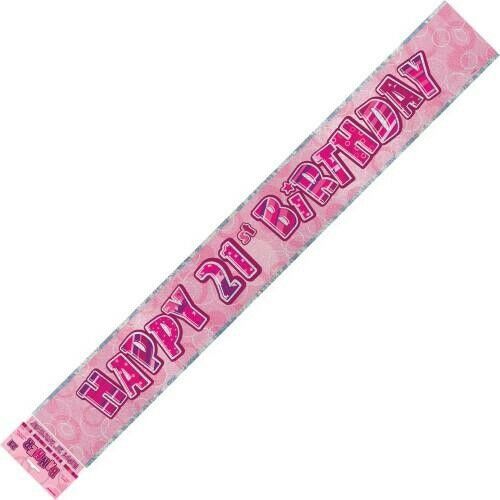 (image for) Happy 21st Birthday Pink Foil Banner (3.6m) - Click Image to Close
