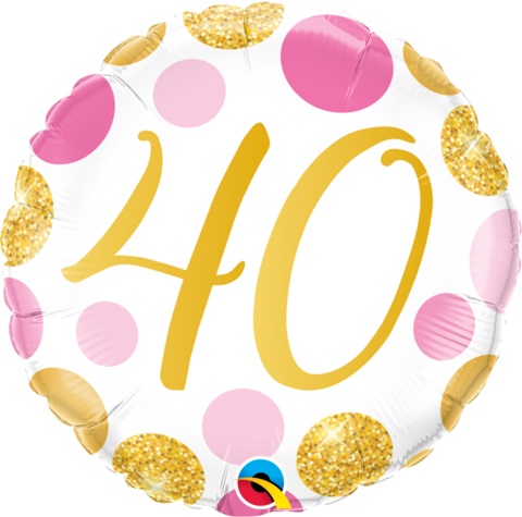 (image for) 40th Pink + Gold Dots Foil - Click Image to Close