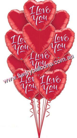 (image for) A Dozen Red I Love You Heart Balloons - Click Image to Close