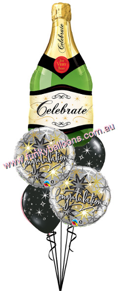 (image for) Elegant Champagne Bottle Congratulations Bouquet - Click Image to Close