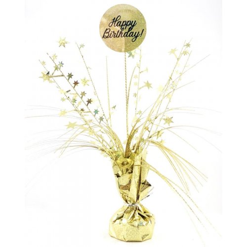 (image for) Happy Birthday Holographic Table Centrepiece Gold