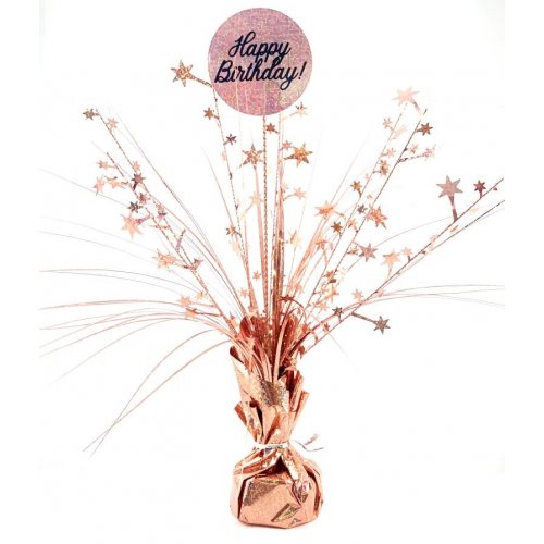 (image for) Happy Birthday Holographic Table Centrepiece Rose Gold