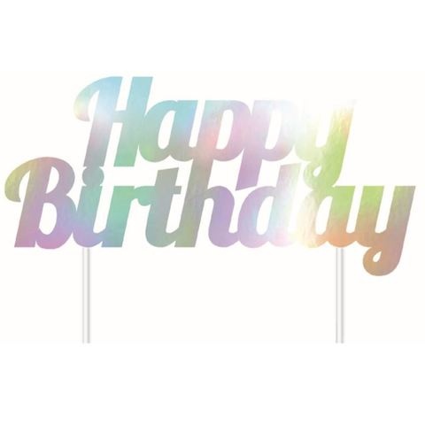 (image for) Cake Topper - Happy Birthday - Iridescent
