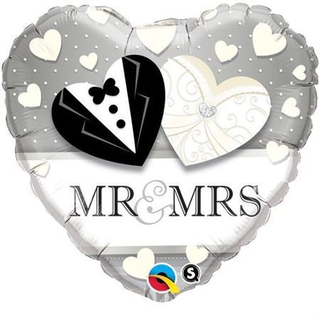(image for) Mr + Mrs Tuxedo + Wedding Dress Heart Foil