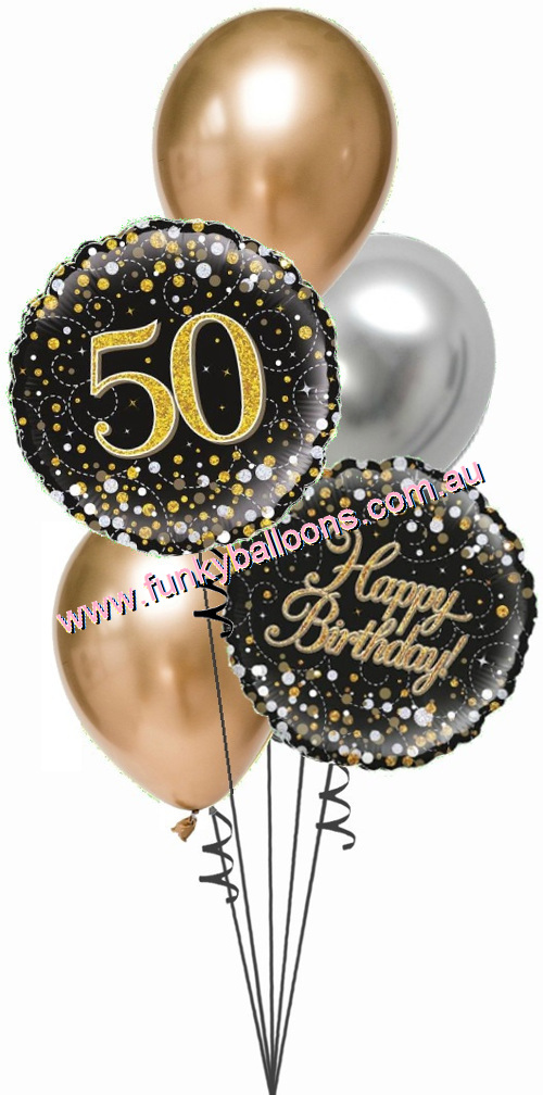 (image for) 50th Fizz Black + Gold Bouquet - Click Image to Close