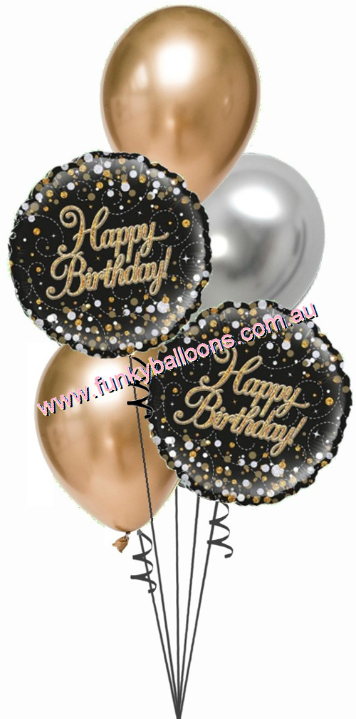 (image for) Happy Birthday Fizz Black + Gold Bouquet