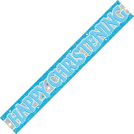 (image for) Happy Christening Blue Foil Banner (3.65m) - Click Image to Close
