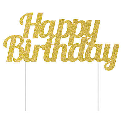 (image for) Cake Topper - Happy Birthday - Gold