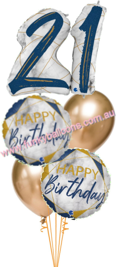 (image for) 21st Deluxe Marble Blue Birthday Bouquet - Click Image to Close
