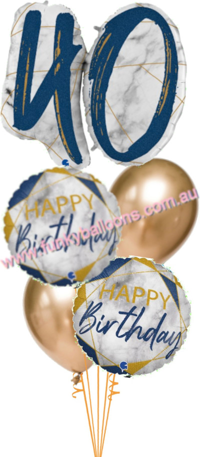 (image for) 40th Deluxe Marble Blue Birthday Bouquet - Click Image to Close