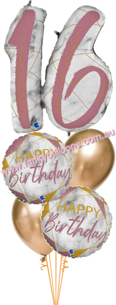 (image for) 16th Deluxe Marble Rose Gold Birthday Bouquet - Click Image to Close