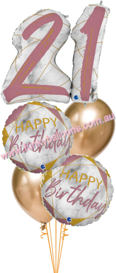 (image for) 21st Deluxe Marble Rose Gold Birthday Bouquet - Click Image to Close