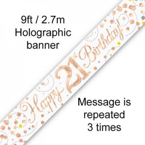(image for) Fizz Rose Gold 21st Birthday Foil Banner (2.7m) - Click Image to Close