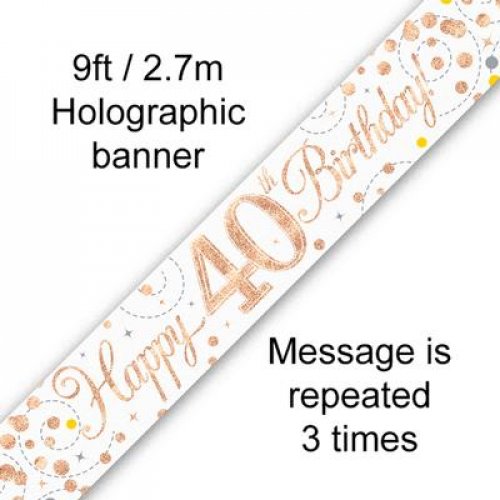(image for) Fizz Rose Gold 40th Birthday Foil Banner (2.7m)