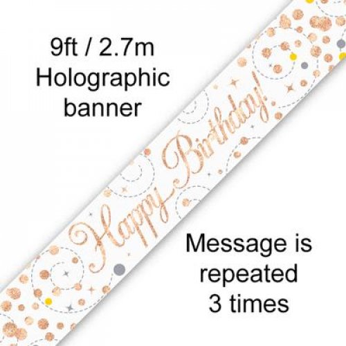 (image for) Fizz Rose Gold Happy Birthday Foil Banner (2.7m)