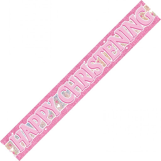 (image for) Happy Christening Pink Foil Banner (3.65m) - Click Image to Close