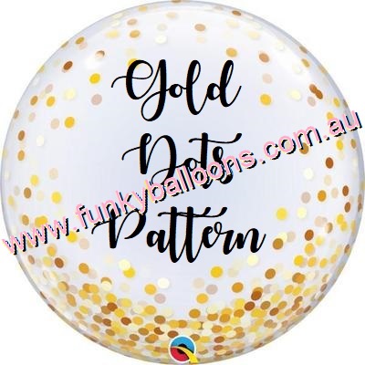 (image for) Personalised Bubble Balloon - Gold Dots Pattern - Click Image to Close
