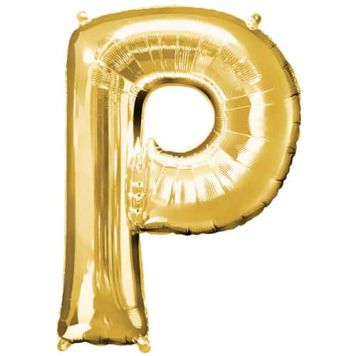 (image for) Gold Letter P Foil Balloon (41cm)
