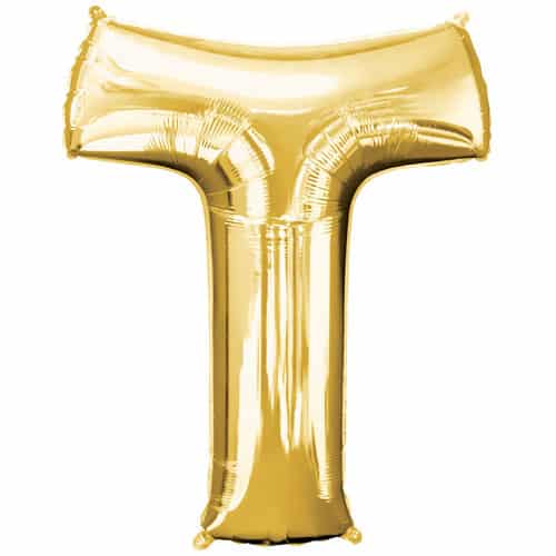 (image for) Gold Letter T Foil Balloon (41cm)