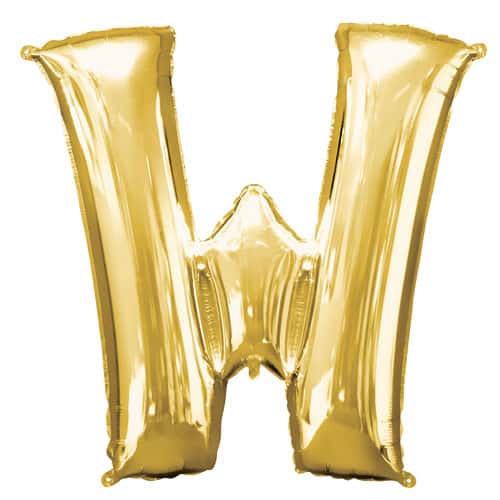 (image for) Gold Letter W Foil Balloon (41cm)