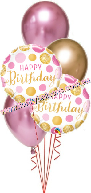 (image for) Gold + Pink Chrome Birthday Bouquet