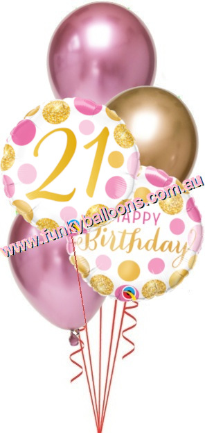 (image for) 21st Birthday Gold + Pink Chrome Bouquet - Click Image to Close