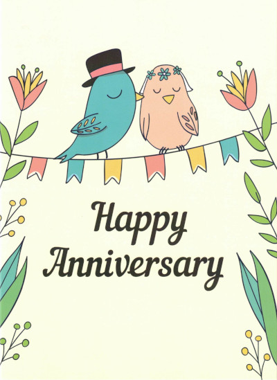 (image for) Happy Anniversary Birds Card (RACH02) - Click Image to Close