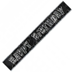 (image for) Happy Birthday Black Foil Banner (3.6m) - Click Image to Close
