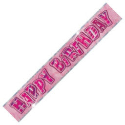 (image for) Happy Birthday Pink Foil Banner (3.6m) - Click Image to Close