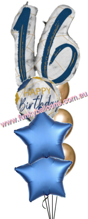 (image for) 16th Jumbo Marble Blue Birthday Bouquet - Click Image to Close