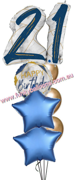 (image for) 21st Jumbo Marble Blue Birthday Bouquet - Click Image to Close