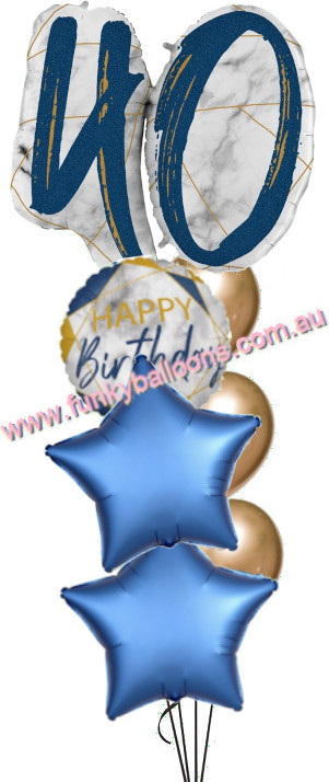 (image for) 40th Jumbo Marble Blue Birthday Bouquet - Click Image to Close