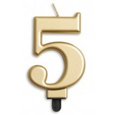 (image for) Jumbo Number 5 Candle Gold - Click Image to Close
