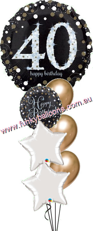 (image for) 40th Jumbo Golden Sparkling Birthday Bouquet - Click Image to Close