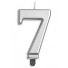 (image for) Jumbo Number 7 Candle Silver - Click Image to Close