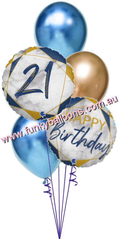 (image for) 21st Marble Blue + Chromes Birthday Bouquet - Click Image to Close