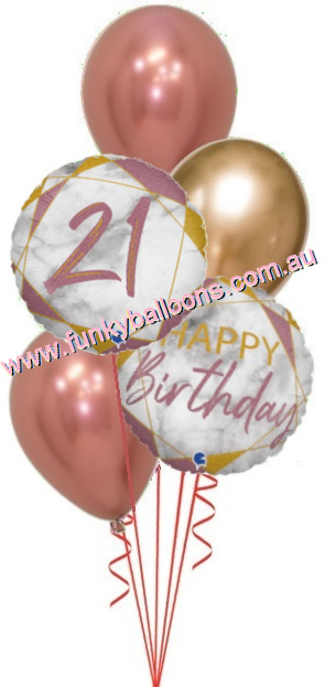 (image for) 21st Marble Rose Gold + Chromes Birthday Bouquet - Click Image to Close