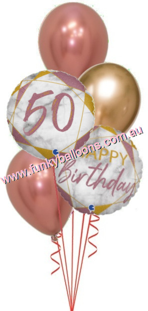 (image for) 50th Marble Rose Gold + Chromes Birthday Bouquet - Click Image to Close