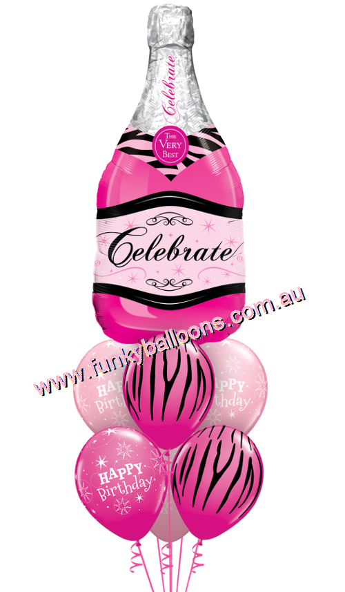 (image for) Pink Champagne Birthday Bouquet - Click Image to Close