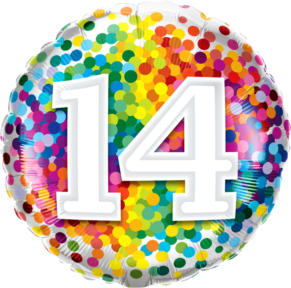 (image for) 14th Birthday Rainbow Confetti Foil