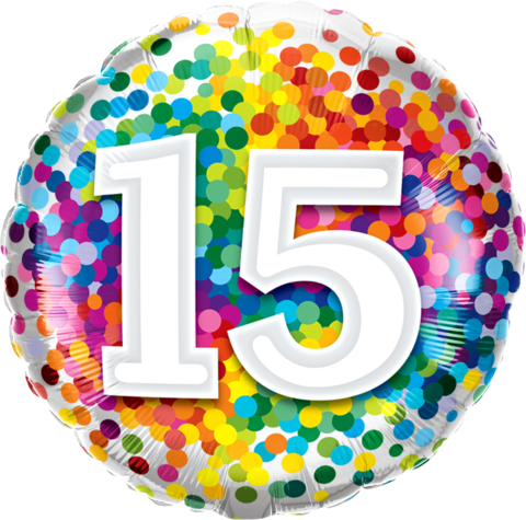 (image for) 15th Birthday Rainbow Confetti Foil