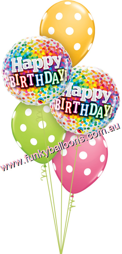 (image for) Happy Birthday Rainbow Confetti + Polka Dots Bouquet - Click Image to Close