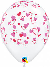 (image for) Red + Pink Hearts Clear Latex Balloon (Float Time 3+ Days) - Click Image to Close