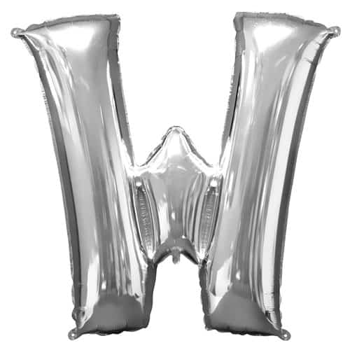 (image for) Silver Letter W Foil Balloon (41cm) - Click Image to Close