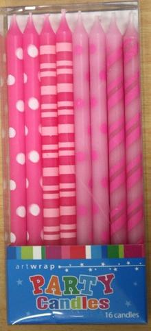 (image for) Tall Candles - Pinks (16) - Click Image to Close